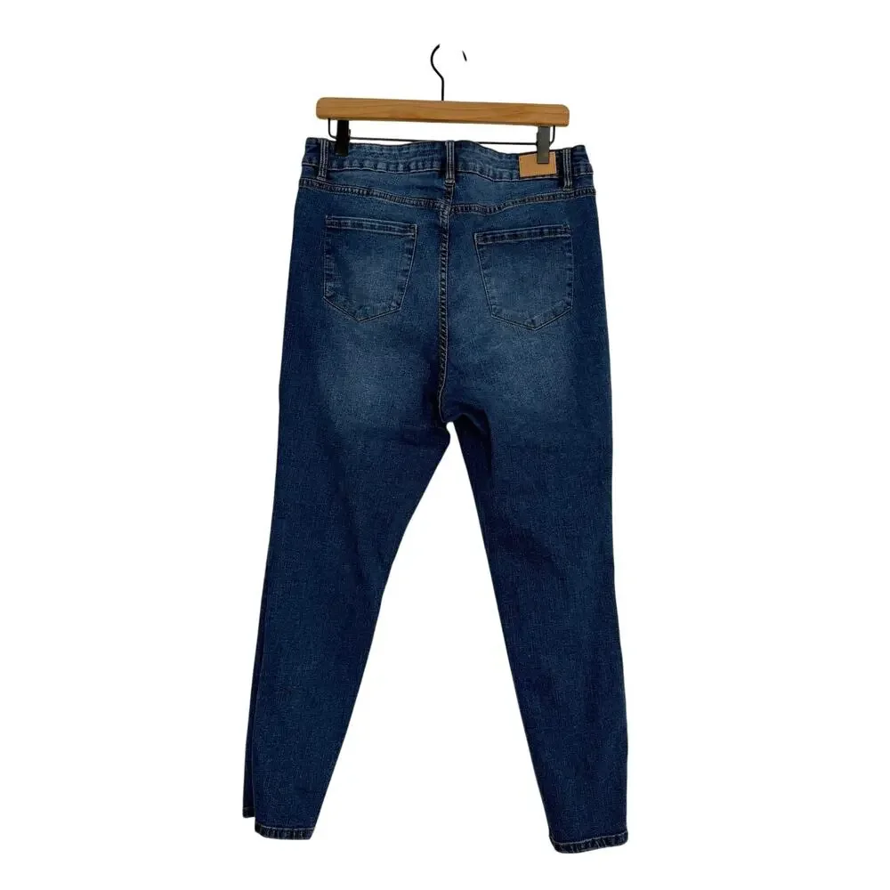 Tahari Amelia Skinny Jeans Womens Size 16W Blue Denim High‎ Rise Button Fly